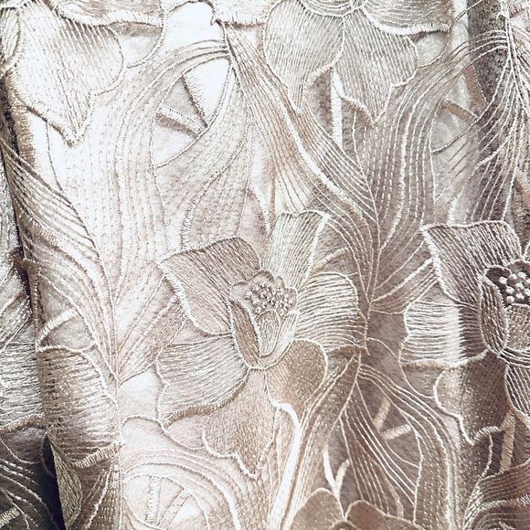 Dress Alex Evenings Lace flowers Dusty Rose Tea Length sz20 3/4 sleeves - Picture 5 of 12